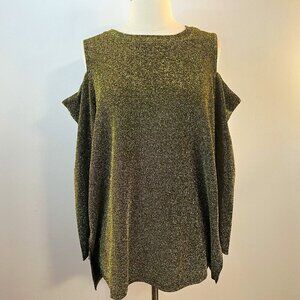 Michael Kors Women's Black Gold Cold Shoulder Knit Top - NWT $145